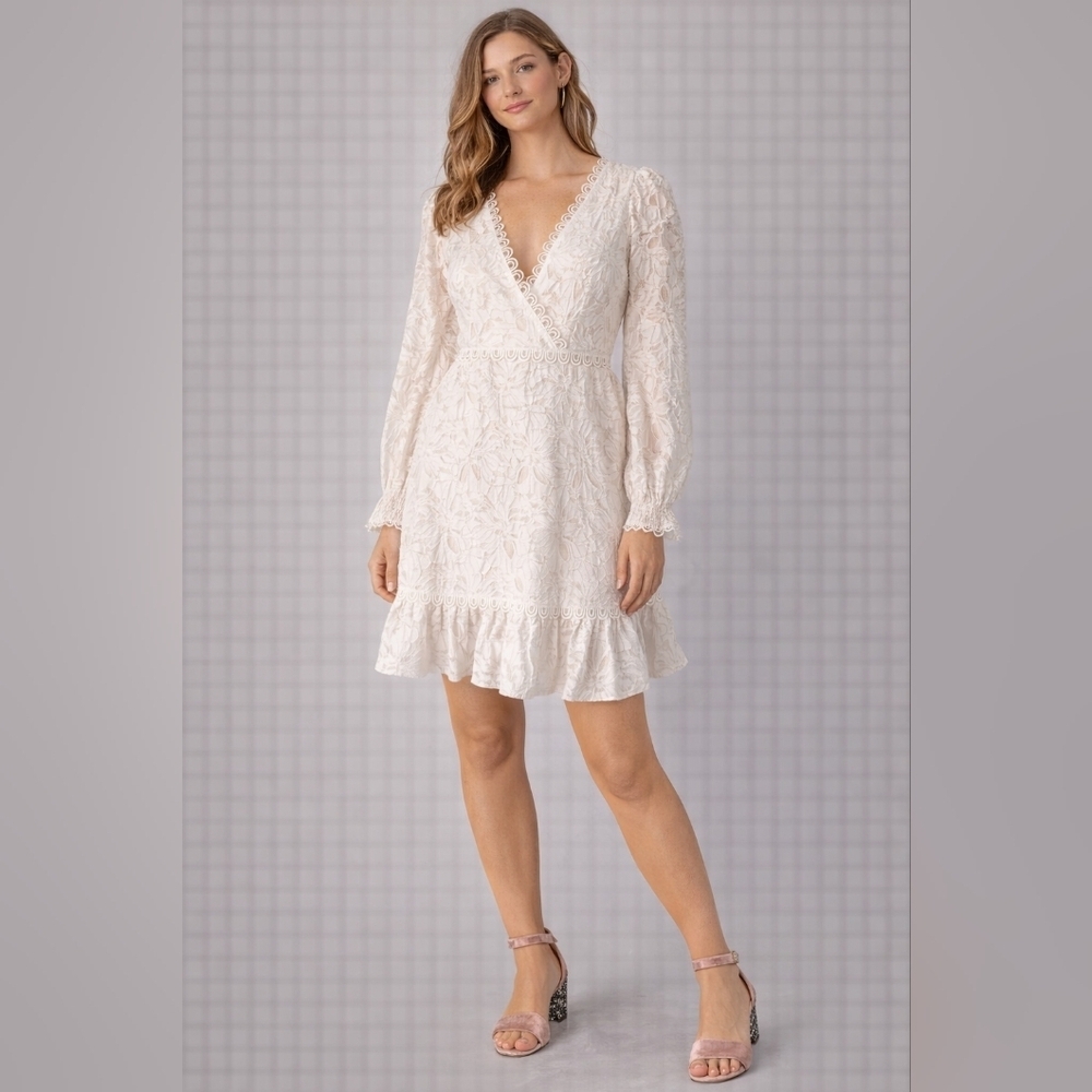 Just Me White Floral Crochet Dress Sz M